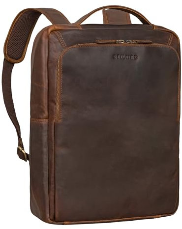 STILORD 'Martin' Unico Zaino Porta PC Pelle 13-14 Pollici Vintage Zaino Lavoro Donna Borsa Ufficio Uomo Daypack per Ufficio Vera Pelle, Colore:florida - marrone