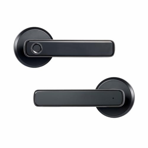 Rheross Cerradura de puerta inteligente con huella dactilar, cerradura electrónica, desbloqueo, perillas de puerta de entrada, color negro, para dormitorio, hogar, hotel, apartamento
