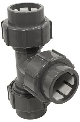 HAF® PVC Flexfit klämskruvanslutning T-stycke med 3 x 50 mm klämkoppling | Klämma x klämma x klämma | Klämkontakt av PVC-U för anslutning av flexslang – kvalitet: Tillverkad i Europa