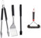 Weber Premium BBQ Tools Set - 3 Pcs | Stainless Steel Tongs, Spatula & Baster for Barbeque Cooking & 6277 30 cm Three-Sided Grill Brush, Black/Silver