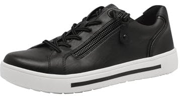 Jana Damen Sneaker flach mit Reißverschluss Vegan, Schwarz (Black), 41 EU
