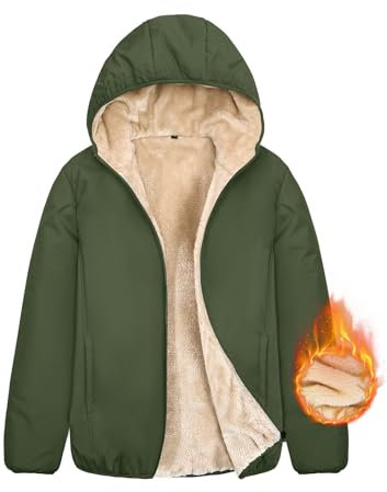 Yuson Girl Felpa Donna con Zip e Cappuccio Intera in Pile Foderata in Sherpa Manica Lunga Cappotto Felpa Caldo Giacca Outwear Donna Cerniera Hoodie Felpe Autunno Invernali Cardigan(Verde Militare, L)
