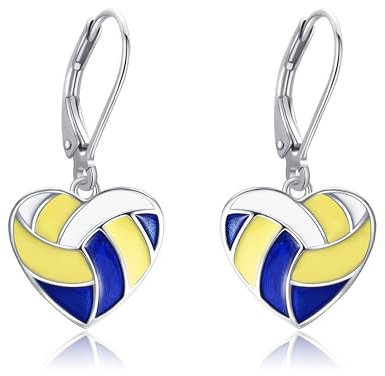 DAYLINLOVE Volleyball-Ohrringe 925 Sterling silber Volleyball-Herz-Ohrhänger Volleyball-Geschenke für Frauen Volleyball-Liebhaber