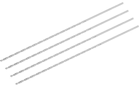 sourcing map Brocas helicoidales de 2 mm, vástago recto de acero de alta velocidad, broca extralarga de 250 mm de longitud para madera, plástico, aluminio, 4 unidades
