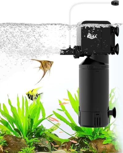 AQQA Filtro Acuario, 1000L/h Bomba Acuario de alto caudal, 18W Ultra Silencioso Ajustable Bomba Filtro Acuario para Tanque 150-300L