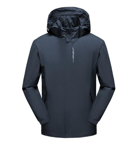 Ynport Crefreak Veste Imperméable en Plein Air Pour Hommes Manteau de Pluie Léger Veste de Marche Coupe-vent Veste de Montagne à Capuche, Parfaite pour un Usage Quotidien et en Plein Air,Bleu,L