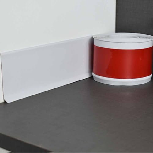 Battiscopa morbido in PVC, 4 metri, larghezza 8 cm, modanatura per base a pavimento e parete, impermeabile (bianco)