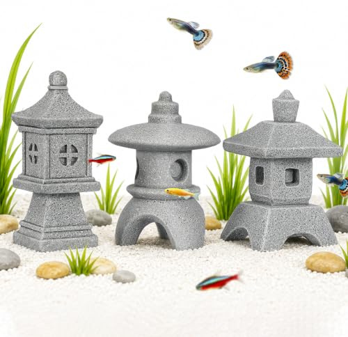 Amosfun Zen Garten Miniatur Stein Pavillon 2.2 Zoll Bonsai Zubehör Dekoration Für Haus Aquarium Und Garten