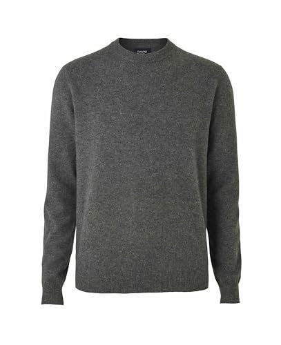 THE SAVILE ROW COMPANY LONDON Men's Merino Wool Cashmere Blend Crew Neck Jumper - Dark Grey - XXL
