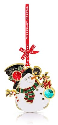 Tipperary Crystal Luxury Sparkle Christmas Hanging Decoration - Snowman with Gemstone in Star Gift Box Xmas Festive Décor - Christmas Tree Decoration - Perfect for Holiday Décor & Gifting