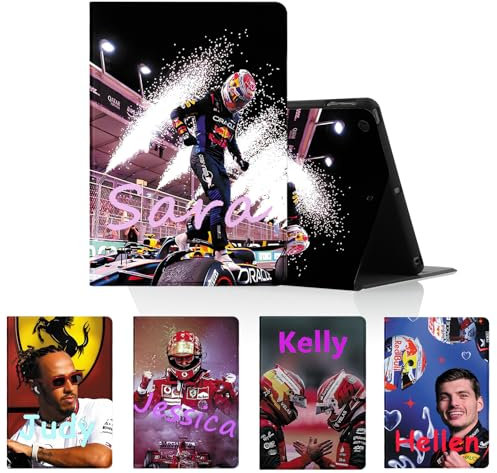 Funda Tablet Personalizada para Samsung Galaxy Tab A8 10,5 2022/2021 SM-X200/X205, Cárcasa Personalizable con Cool Racer Formula 1 MAX Verstappen Charles Patrón PU Cuero Flip Texto Custom Case