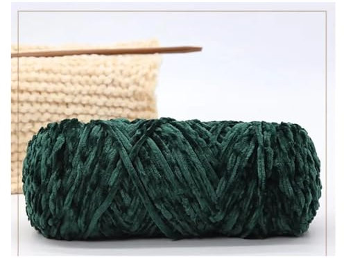 tianwandong Hilo Grueso de Terciopelo Dorado, Alambre for Tejer, Gancho for Bolsa de Tejer Multicolor Claro, 100g(24 Dark Green)