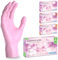 ARNOMED guanti monouso rosa, guanti in nitrile M, 500 pezzi guanti monouso nitrile (5 scatole), guanti in nitrile senza polvere e lattice, guanti per alimenti, guanti nitrile taglie XS, S, M e L
