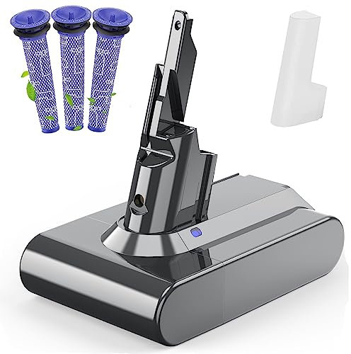 6000mAh Akku für Dyson V7 Ersatzakku für SV11 Animal Absolute Fluffy Trigger Motorhead Pro Car+Boat Staubsauger mit 3 Filtern