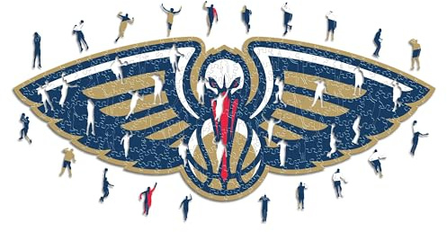 Iconic Puzzles - New Orleans Pelicans, Logo, Wooden Puzzle officially licensed NBA, 100% sustainable, size M, 270 Pcs