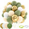 Palloncini Compleanno Verde Oro, 52 Pezzi Palloncini Verde Salvia Bianchi in lattice Palloncini Oro Metallizzato per Compleanno Feste Anniversario Decorazioni, Addobbi Matrimonio 12 Pollici