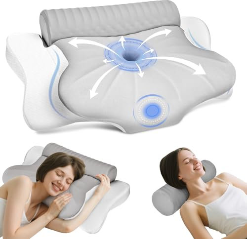 Nackenkissen Kopfkissen und Nackenrolle, 2 in 1 Memory Foam Kissen, Anti Schnarch Kissen, Ergonomisches Nackenstützkissen Orthopädisches, Nackenkissen Schlafkissen für Rücken, Seiten Bauchschläfer