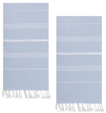 EVELYNEN Toalla de Playa Grande Personalizada Conjunto 2 Fouta Pestemal Ideal para Piscina, Hammam, SPA, Sauna, Viaje y Baño (Verde Azulado Bordado, Toalla de Playa)
