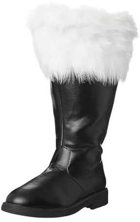 Wzmzjy Santa Claus Boots, Shiny Black Zipper Design, Santa Claus Boots for Men