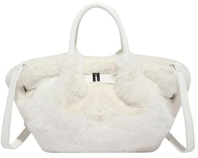 JXpxbao Damen Klein Kunstfell Fuchs Pelz Tote Tasche Mini Pelzige Henkeltaschen Plüsch Schultertasche Umhängetasche Handtasche
