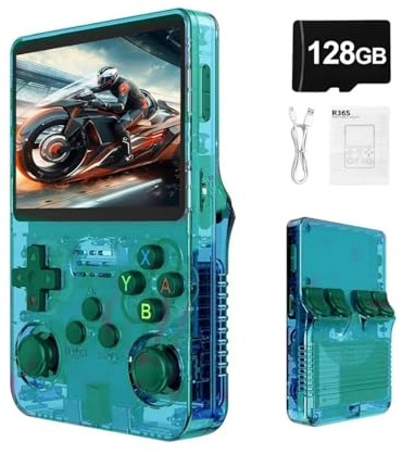 R36S - Console de Jeux Portable rétro avec écran IPS de 3,5 Pouces, Batterie de 3500 mAh, Carte TF de 128 Go, Plus de 20 000 Jeux, système Linux Open Source pour Adolescents et