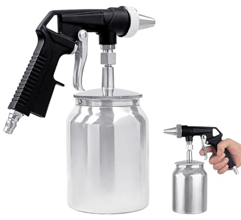 VEGOATY Pistola per sabbiatura con serbatoio in alluminio: pressione di lavoro 6,5-8 bar. Soffiante per sabbiatura con serbatoio di sabbia da 1L, pistola per sabbiatura ad aria compressa per