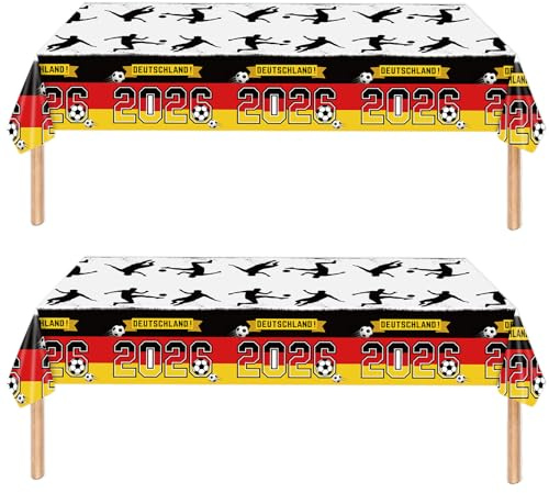 HOMAVEL 2 Stück Deutschland Tischdecke 137x274cm Schwarz-Rot-Gold Deko | Deutschland Tischdeko für Oktoberfest, Einheitstag, Grillparty, Geburtstag, Buffet, Volksfest, Bundesliga und Public Viewing