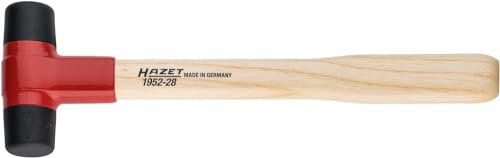 HAZET Kunststoff- Hammer 1952-28 I Hammer-Kopf- 28 mm I Mit auswechselbaren Desmopan-Köpfen und robusten Stiel aus Esche, nahezu Rückschlagfrei I Schonhammer für diverse Einsatzmöglichkeiten