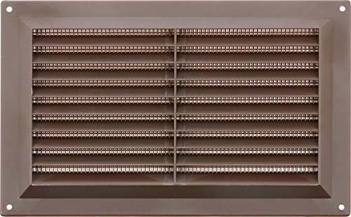 Map Plastic Louvre Air Vent with Flyscreen 9 x 6 (229mm x 150mm), Double Brick Grille Cover, Brown