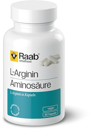 Raab Vitalfood® L-Arginin Kapseln (90 Stück) - Aminosäure L-Arginin in praktischer Kapselform, vegan, gluten- und laktosefrei, nur 2 Kapseln täglich