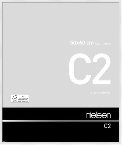 nielsen Bilderrahmen, 50 x 60 cm, Aluminium, Weiß glanz, Posterrahmen zum Aufhängen im Hoch- & Querformat, Echtglas, C2