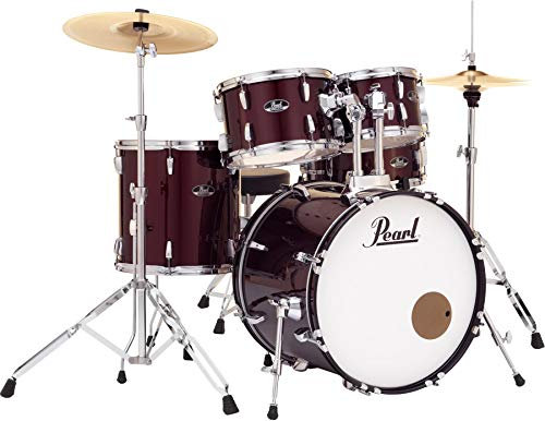 Pearl Roadshow - Batteria da 5 pezzi, con piatti e supporti, colore: vino rosso (RS505C/C91)