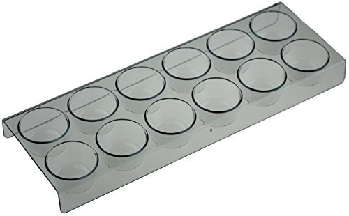 Eierhalter 12er für Samsung Kühlschrank, Länge: 28cm, Breite: 10cm, Höhe: 2,5cm, Durchmesser Eierfach: 4cm.