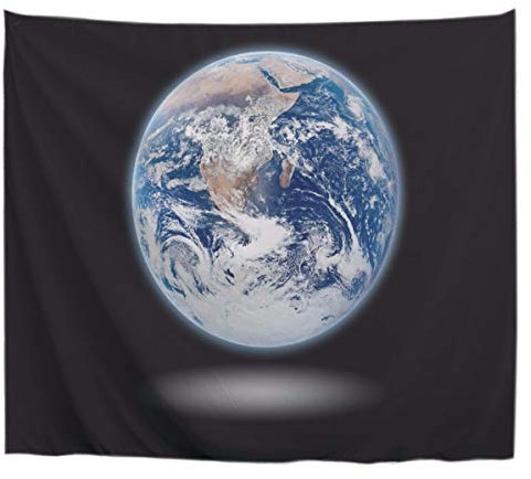 A.Monamour Wanddekor Wandteppiche Solide Grau Schwarz Planet Erde Bild Aus Dem Weltraum Satellitenuniversum Themenorientierte Wandteppich Wandbehänge Dekore Für Schlafzimmer 180X230Cm / 71 X 90
