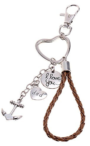 Deesos Trousseau Cadeau Fête des Pères - J'aime Papa Pendentif Ancre Porte-clés - Meilleur Cadeau pour l'Anniversaire de Papa