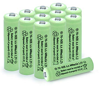 QBLPOWER Solar Light Batteries AA NIMH 600mAh 1.2V Rechargeable for Garden Lights Remotes Mice(12Pcs)