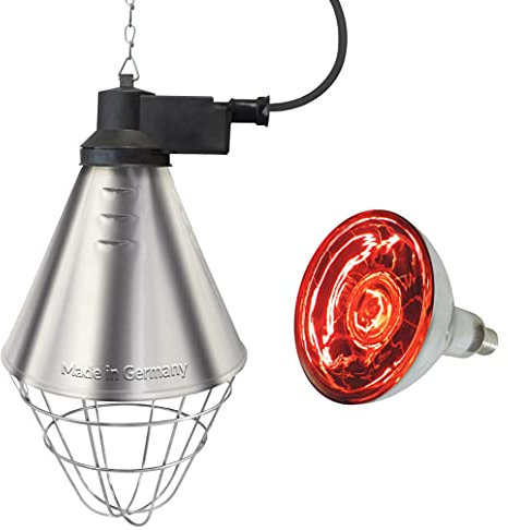 Eider Infrarot Wärmestrahler Profi inkl. Leuchtmittel (Birne 250 Watt bereits enthalten) - Made in Germany - für Küken, Ferkel, Welpen etc. - seit Jahrzehnten bewährt