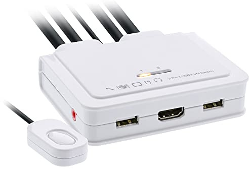 InLine 62613I KVM Switch, 2-fach, HDMI, 4K, USB, mit Audio, integr. Kabel