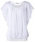 BAISHENGGT Damen Sommer Netz Bluse Flatter Kurzarm Tshirt Rundkragen Falten Elegant Oberteile Top Blusen Reine Weiß M