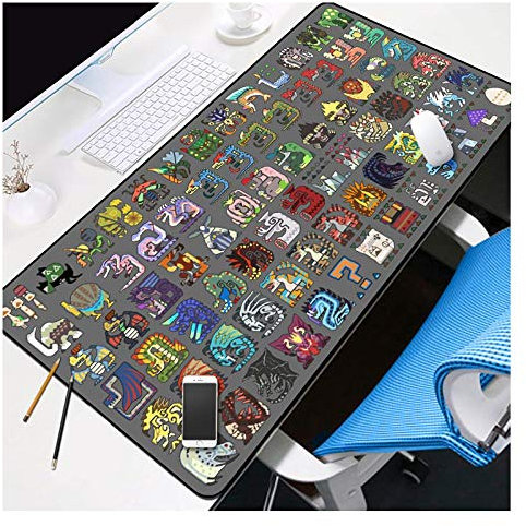 Mauspad Monster Hunter Speed Gaming Mouse pad,900X400mm Mousepad,Extended XXL Large Mousemat with 3mm-Thick Base,for notebooks, PC, B