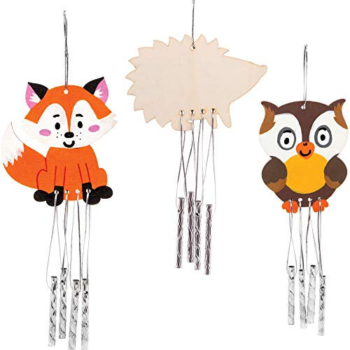 Baker Ross Woodland Animal Wooden Windchimes, Arts and Crafts for Kids (Pack of 4)