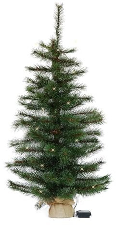 Gartenpirat Künstlicher Weihnachtsbaum 90 cm mit Drahtlichterkette 80 LED warmweiß Christbaum kiefernähnlich mit Frosteffekt beleuchtet batteriebetrieben