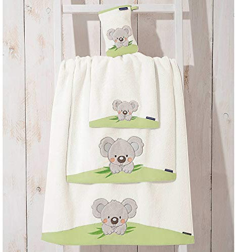 Morgenstern 1 Frottier Kinder-Handtuch Koala grün Duschtuch Babytuch Öko Baumwolle 50x100