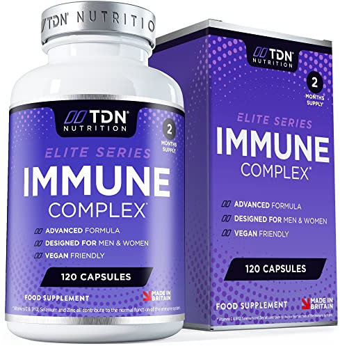 Immune System Support - Premium Immune Supplement - 120 Capsules - 13 Vitamins, Minerals and Herbal Extracts - Vitamin C, Zinc and Selenium - Elderberry, Ginger, Turmeric Plus More - UK Formulated