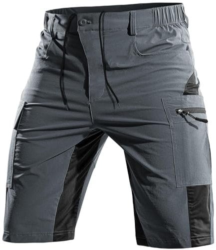 Cycorld Kurze-Hosen-Herren,Wanderhose MTB Hose Herren Kurz Atmungsaktiv Schnelltrocknende Bermuda Cargo Shorts Arbeitshosen Männer Kurz Radhose Fahrradhose Mountainbike(Grau,M)