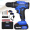 Cordless Drill Driver Kit, 21V Battery Drill Set, Electric Bolt Screwdriver, 2X Li-Ion Batteries, Fast Charger, 25+1 Clutch, 45N.m High Torque, 2 Speeds, Forward and Reverse Setting, LED Light