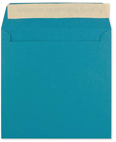 25 Quadratische Brief-Umschläge Azurblau - 15,5 x 15,5 cm - 120 g/m² Haftklebung stabile Kuverts ohne Fenster - von Ihrem Glüxx-Agent