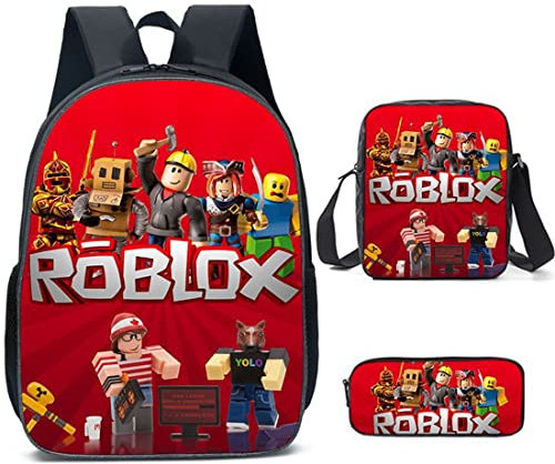 Boys Roblox Backpack with Lunch Box & Pencil Case, Girls Student Book Bag Kids School Backpack Laptop Backpack Teens Game Travel Bag (Style9)
