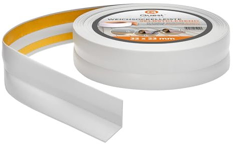 Quest Plinthe Souple Autoadhésive - 32 mm x 23 mm - Plinthe en PVC de finition - Pour l'intérieur, mur, sol, salle de bain, salon - Étanche, décoratif, flexible - 5 mètres, Cendre