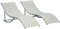 Outsunny 2 Tumbonas Plegables en Forma de S Ergonómica con Marco de Aluminio Texteline para Piscina Patio Jardín Terraza 165x61x63 cm Beige